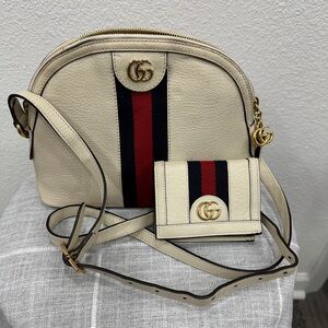 Authentic Gucci GG Ophidia Tricolor crossbody bag and matching wallet-preowned